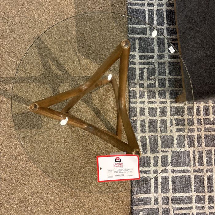 Glass Top Walnut Abstract End-Table (TI)