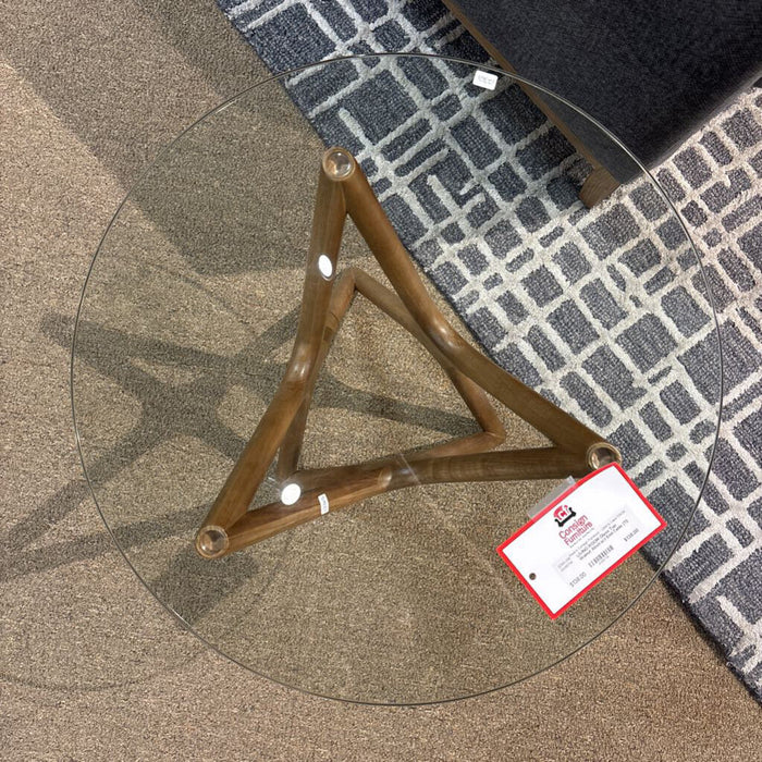 Glass Top Walnut Abstract End-Table (TI)