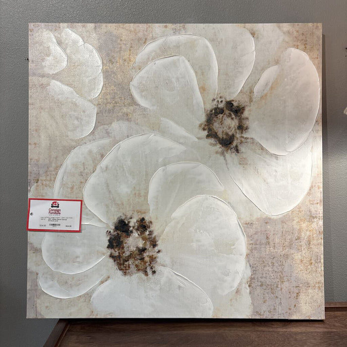 White Floral Canvas Artwork (LH)