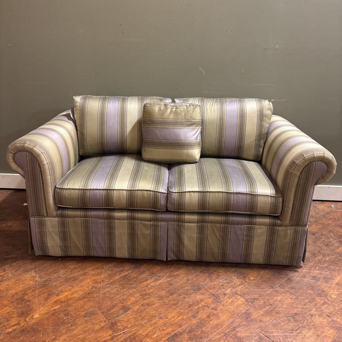 Striped Green Fabric Loveseat(BTK)