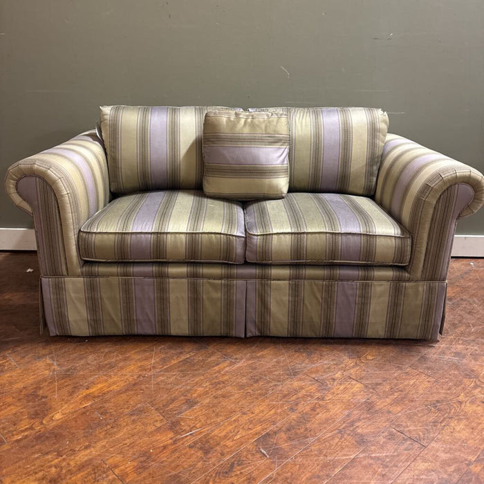 Striped Green Fabric Loveseat(BTK)