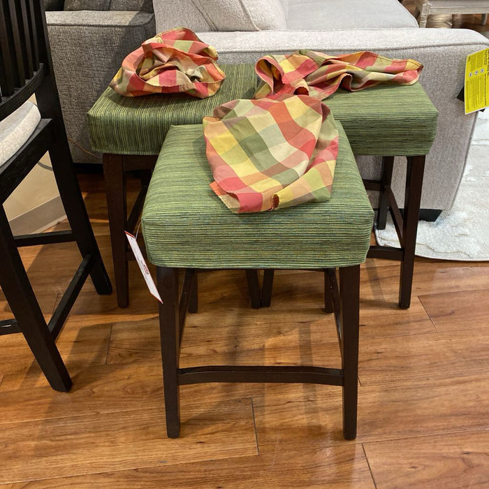 S/3 Brown Stools w/ Seat Covers (BLI)