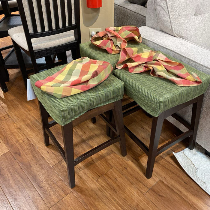 S/3 Brown Stools w/ Seat Covers (BLI)