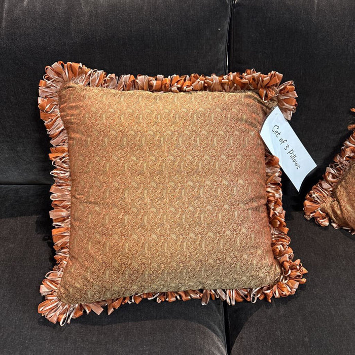 Red Fabric Tassled Silk Accent Pillow (LH)