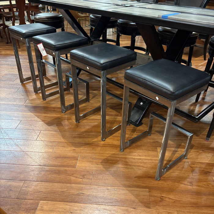 x4 Metal + Black Leather Stools (LSH)
