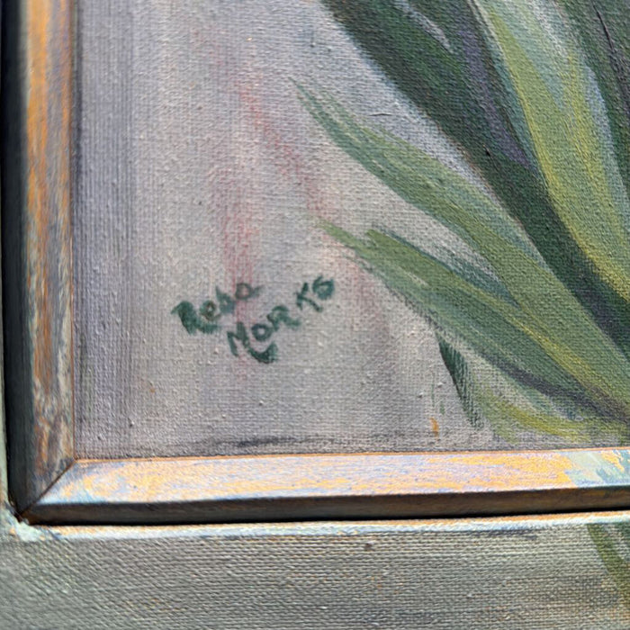 Green Wood Framed Floral Artwork (BA)