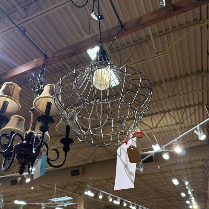 White Metal Industrial Style Light Fixture (BA)