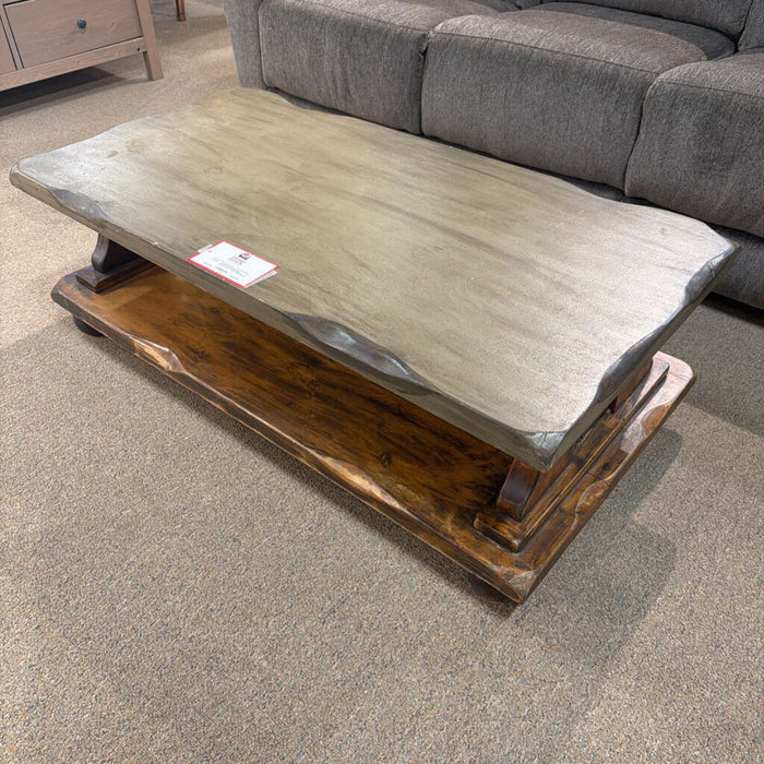 Distressed Wood 2-Tier Coffee Table (BAH)