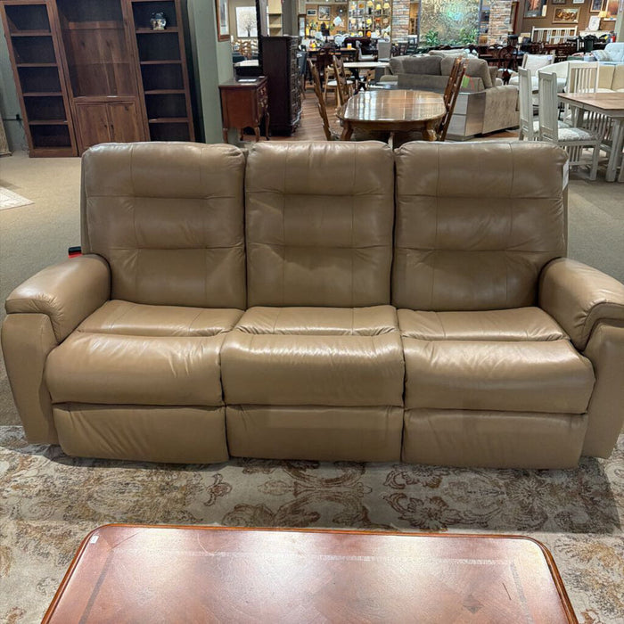 Flexsteel - Tan Electric Reclining Leather Sofa (IIH)