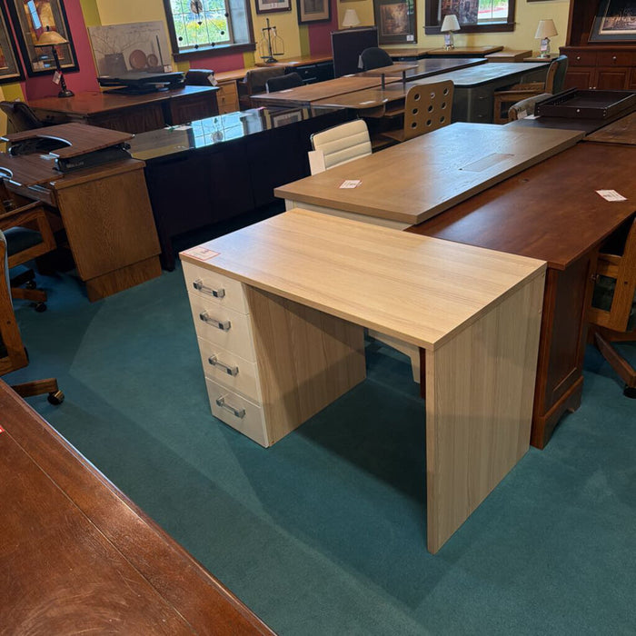 4-Drawer White & Tan Desk (BLL)