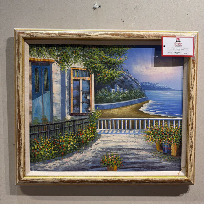 Watercolor Greece Seaside Art(KL)