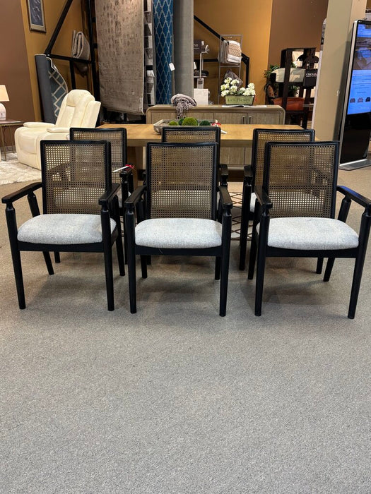S/6 Black & Wicker Chairs (AMK)