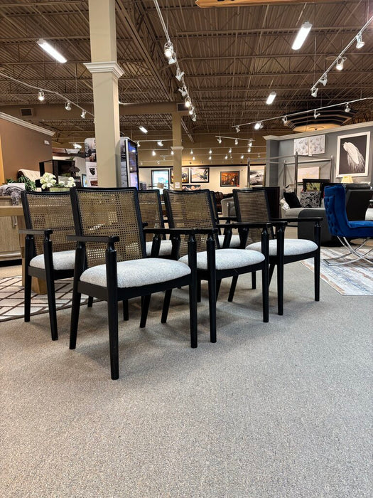S/6 Black & Wicker Chairs (AMK)