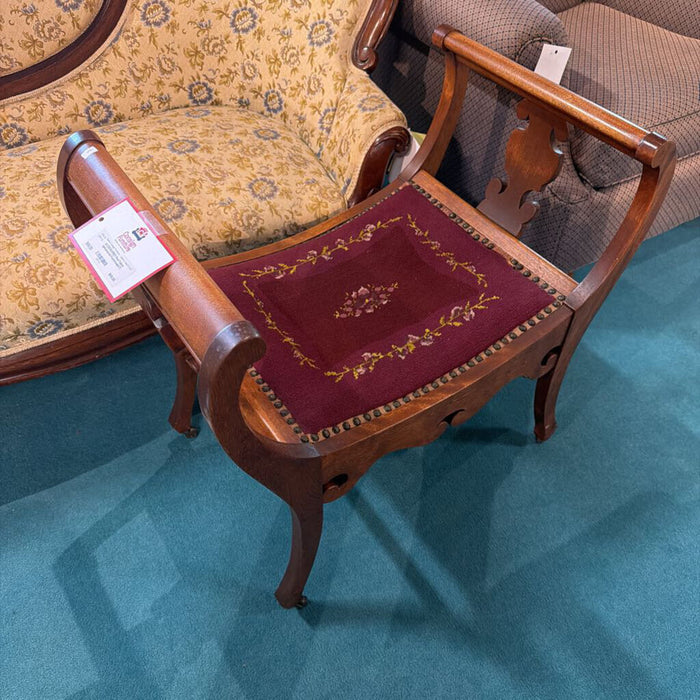 Red Fabric Upholstered Footstool(AT)