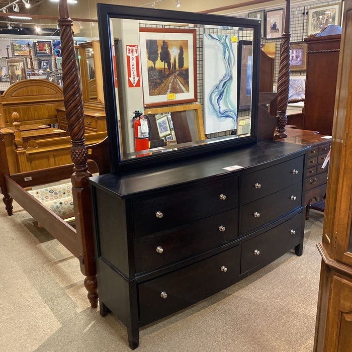 6-Drawer Black Dresser w/ Mirror(AMK)