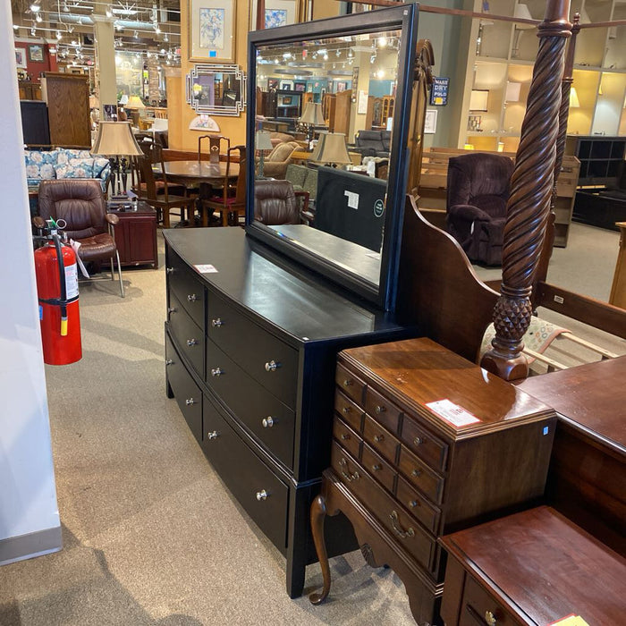 6-Drawer Black Dresser w/ Mirror(AMK)