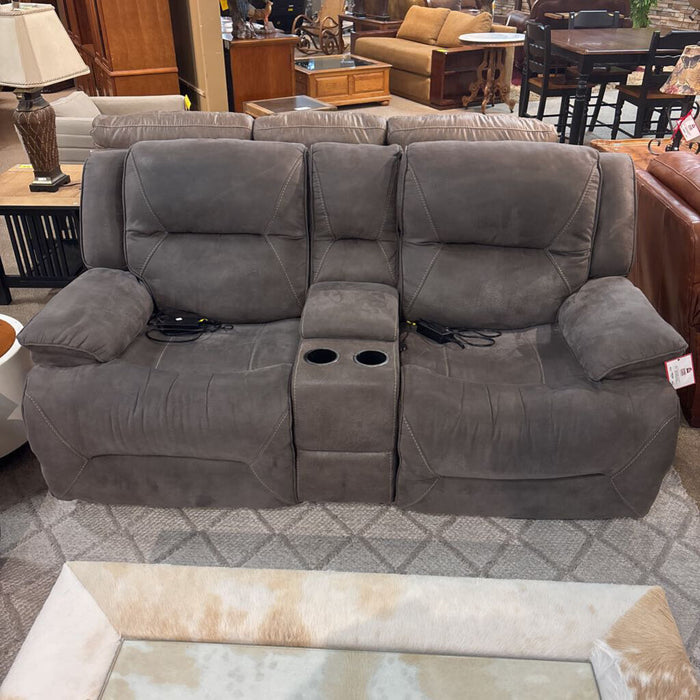 Grey Fabric Electric Reclining Loveseat (KHK)