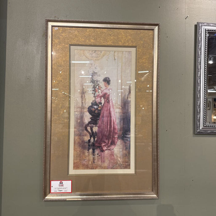 Tan/Silver Framed Lady Art(TI)