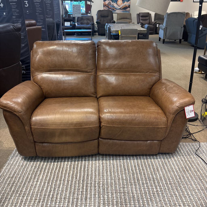 Orange Leather Powered Loveseat (KAK)
