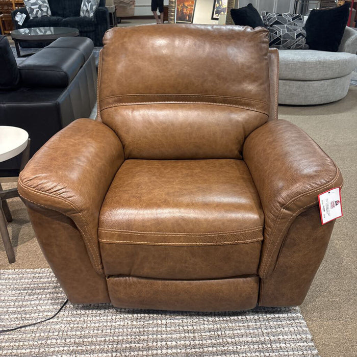Orange Leather Powered Recliner (ALK)