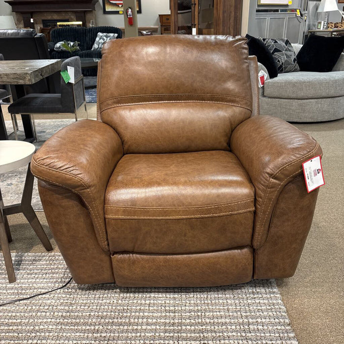 Orange Leather Powered Recliner (ALK)