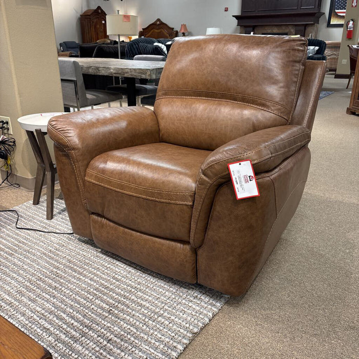 Orange Leather Powered Recliner (ALK)