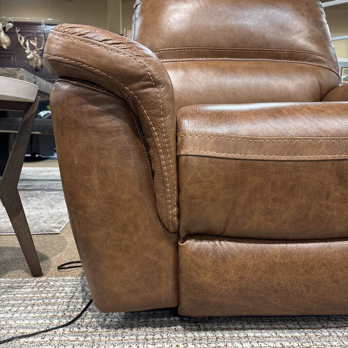 Orange Leather Powered Recliner (ALK)