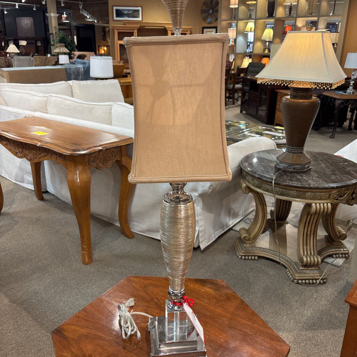 Silver Table Lamp + Shade (AT)