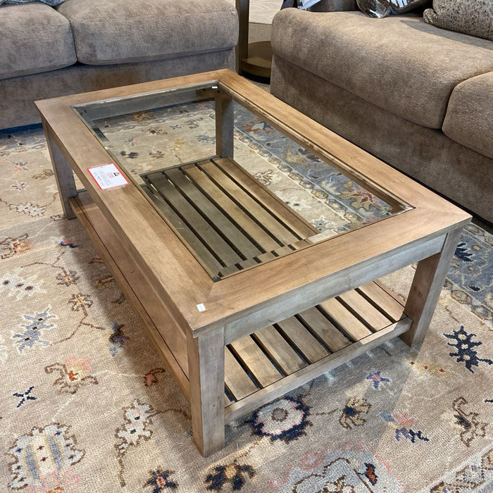 2-Tier Glass Top Ethan Allen Coffee Table (LSH)