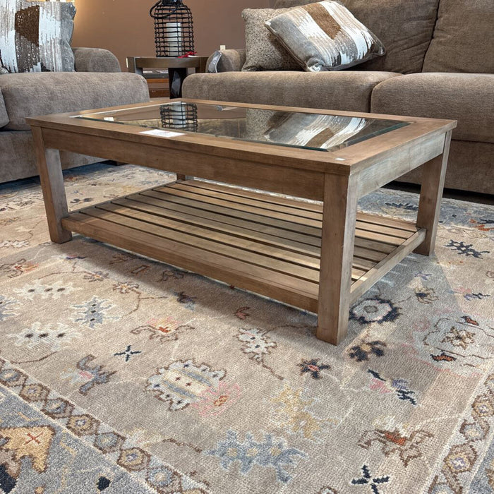 2-Tier Glass Top Ethan Allen Coffee Table (LSH)