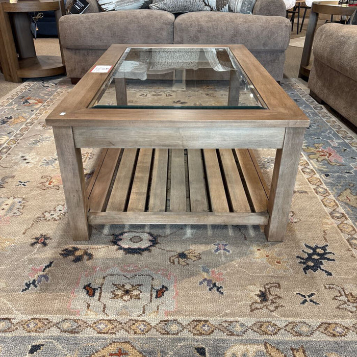 2-Tier Glass Top Ethan Allen Coffee Table (LSH)