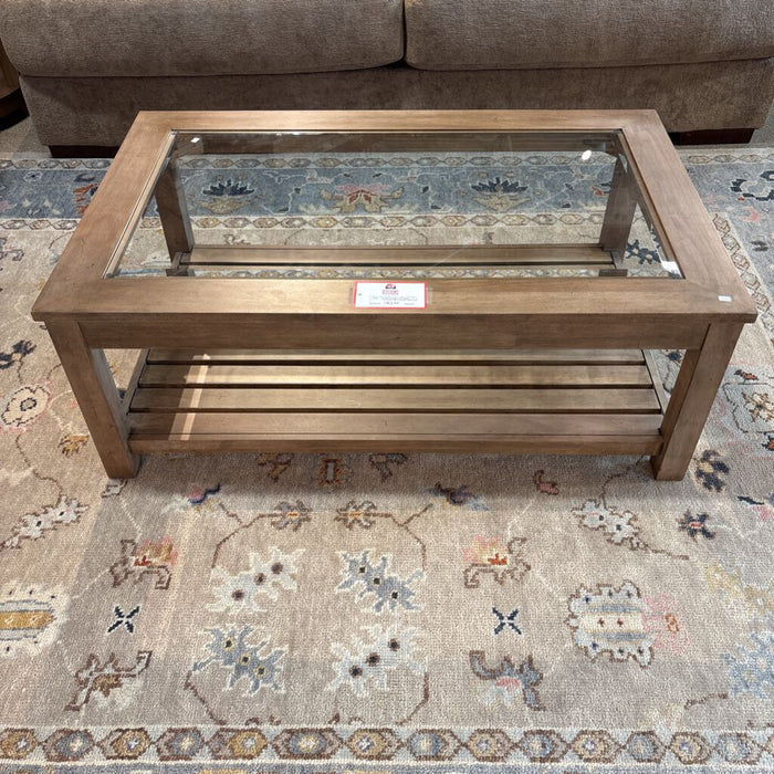 2-Tier Glass Top Ethan Allen Coffee Table (LSH)