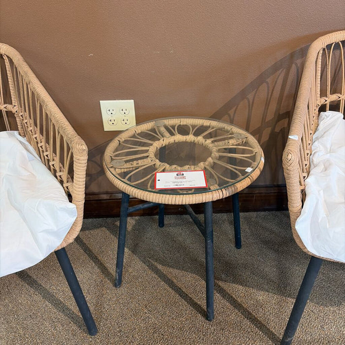 Wicker Glass Top Table (LS)