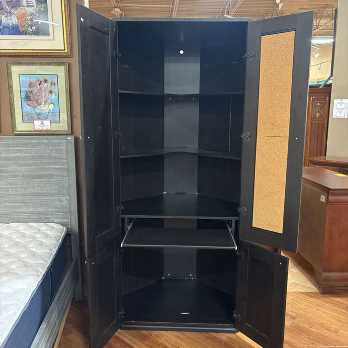 Blk 4-Door Corner Desk/Cabinet (LSH)