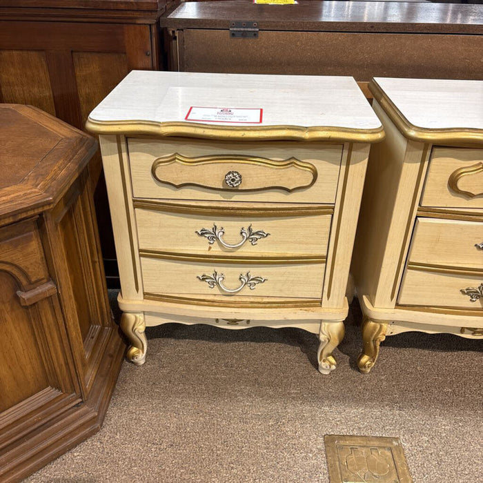 2-Drawer White NS w/ Gold Trim (CT)