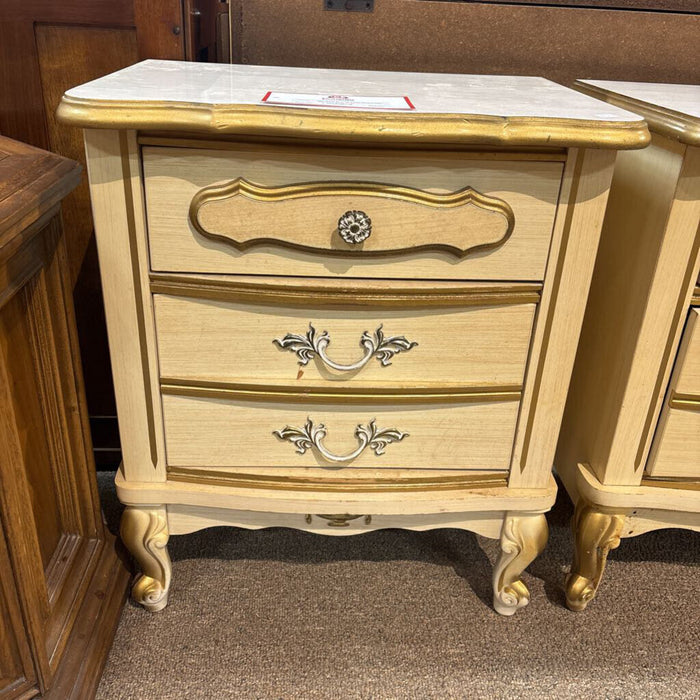 2-Drawer White NS w/ Gold Trim (CT)
