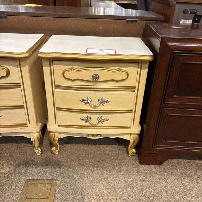 2-Drawer White NS w/ Gold Trim (CT)