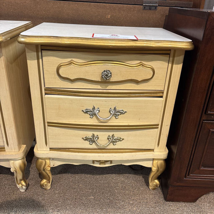 2-Drawer White NS w/ Gold Trim (CT)
