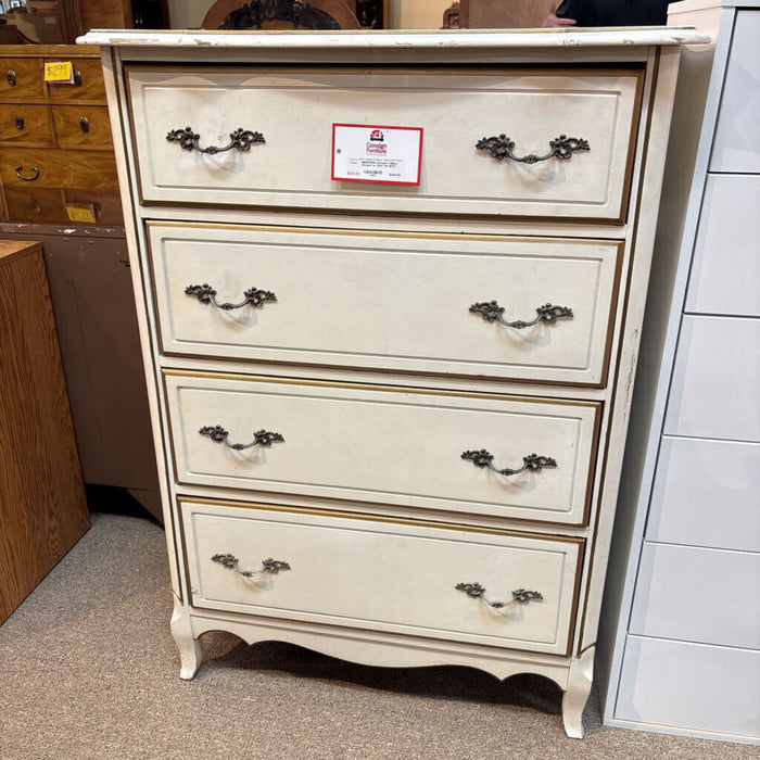 4-Drawer Tallboy Dresser w/ Gold Trim (BTK)