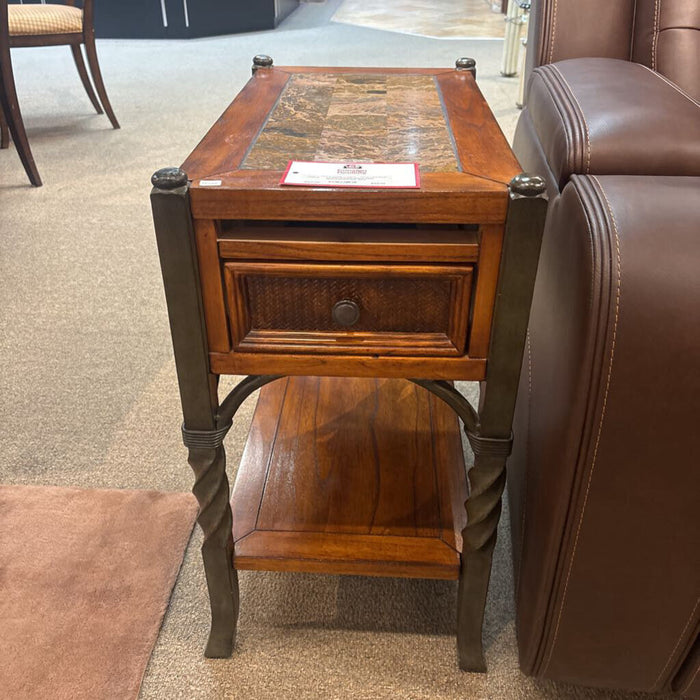 Stone Inlay Wood End Table (KL)