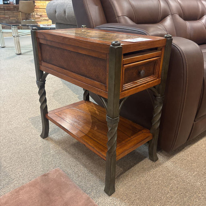 Stone Inlay Wood End Table (KL)