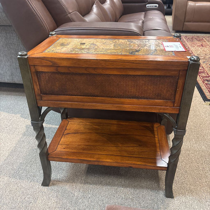 Stone Inlay Wood End Table (KL)