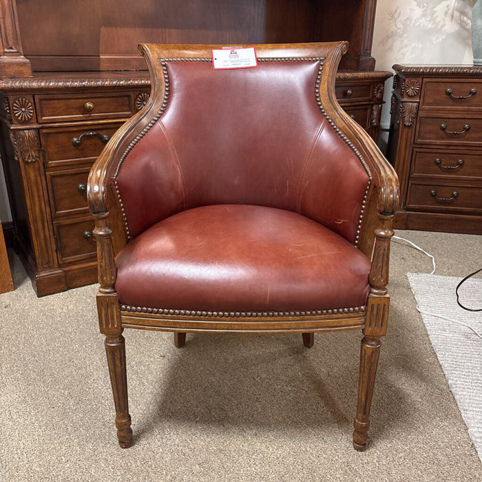 Red Leather/Wood Accent Chair (BMA)