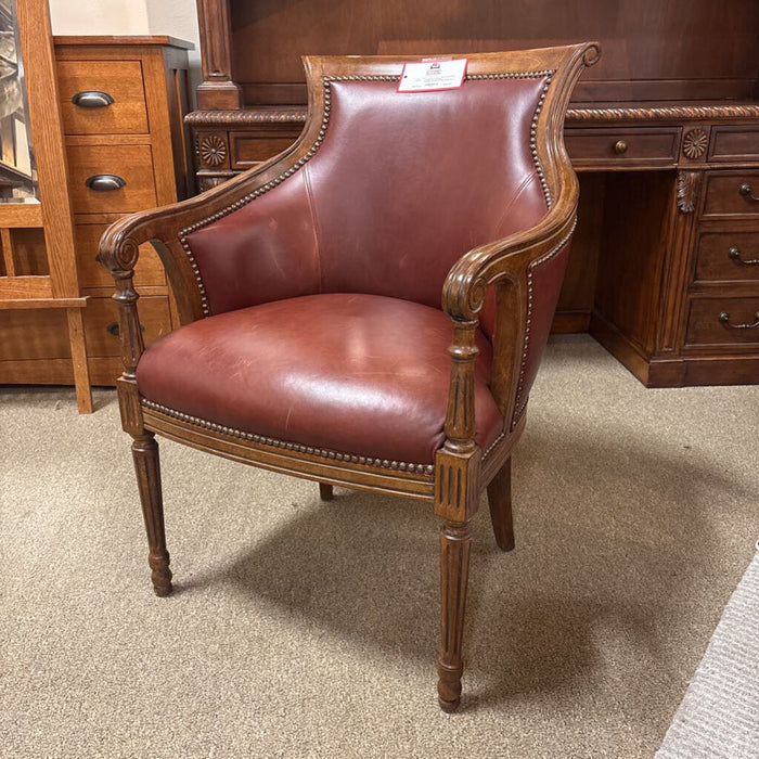 Red Leather/Wood Accent Chair (BMA)