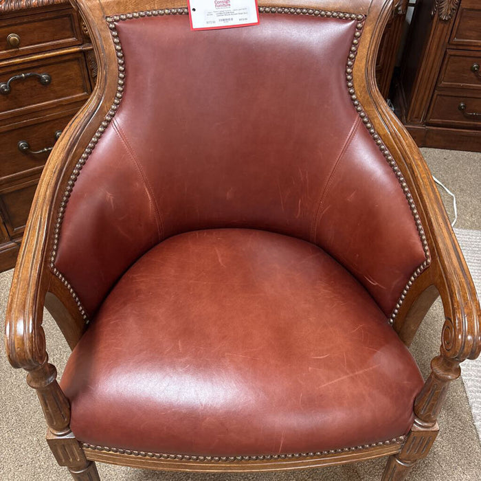 Red Leather/Wood Accent Chair (BMA)