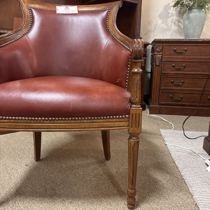 Red Leather/Wood Accent Chair (BMA)