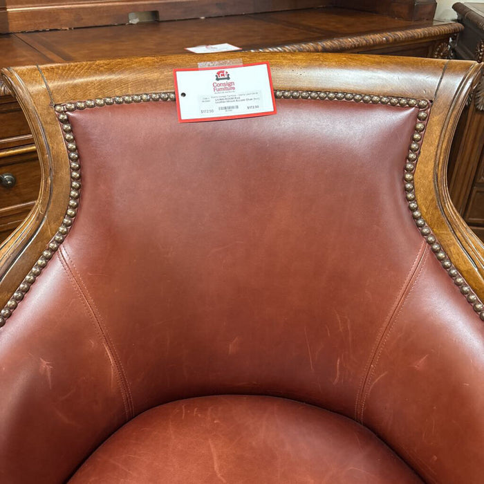 Red Leather/Wood Accent Chair (BMA)