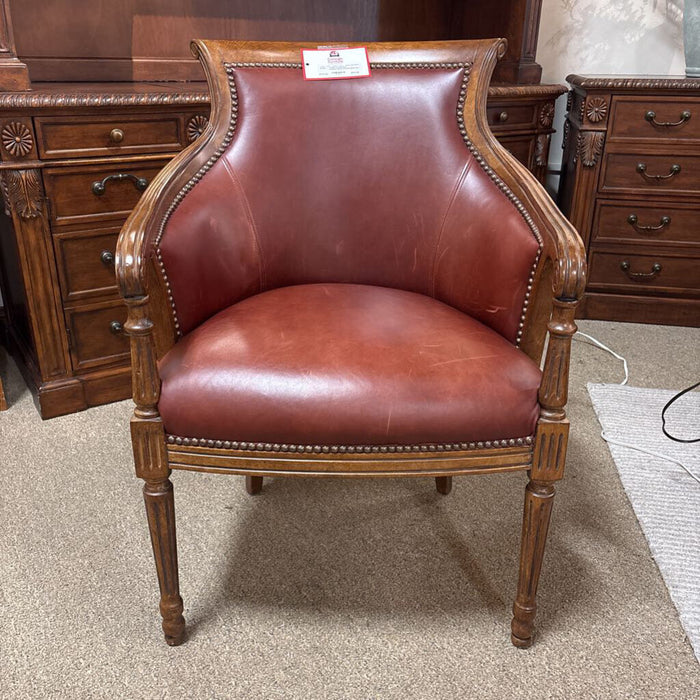Red Leather/Wood Accent Chair (BMA)