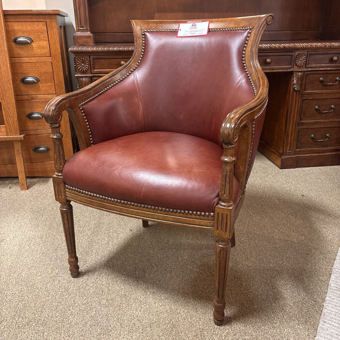Red Leather/Wood Accent Chair (BMA)