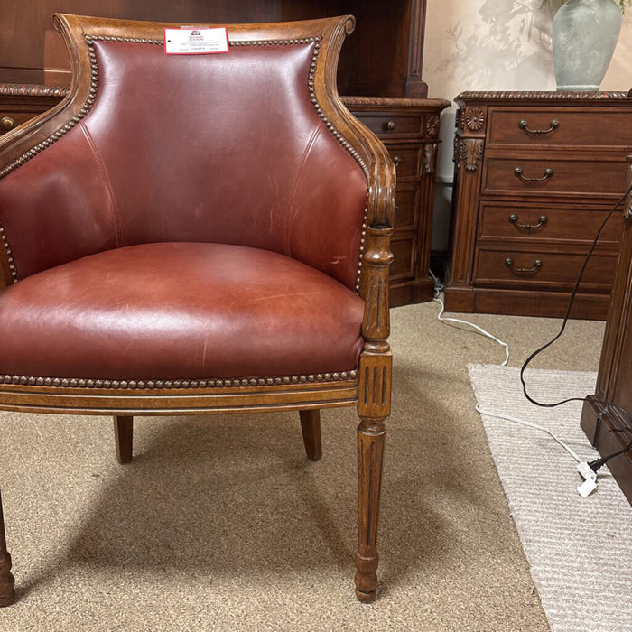 Red Leather/Wood Accent Chair (BMA)